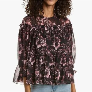 Ted Baker London Ballou Tiered Ruffle Blouse Size Medium NWT